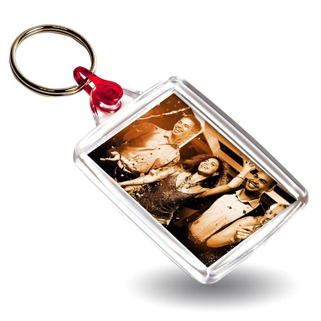 Buy A502 Rectangular Blank Plastic Photo Insert Keyring with Coloured Connector - 45 x 35mm - Pack of 50 from £19.01 Online
