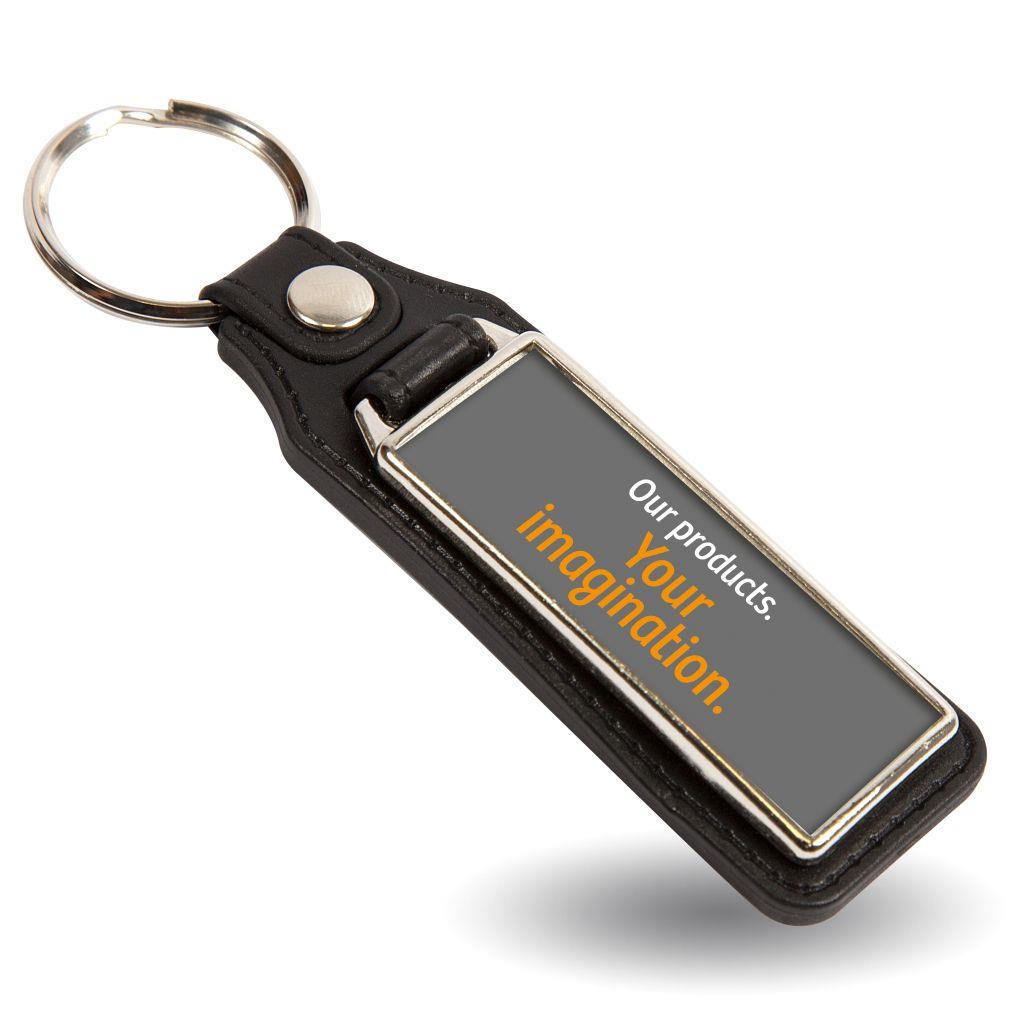Buy MD18 Rectangular Blank Medallion PU Leather Photo Insert Keyring - 50 x 18mm - Pack of 10 from £13.40 Online