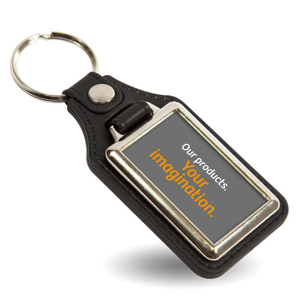 Buy MD40 Rectangular Blank Medallion PU Leather Photo Insert Keyring - 40 x 25mm - Pack of 10 from £13.40 Online