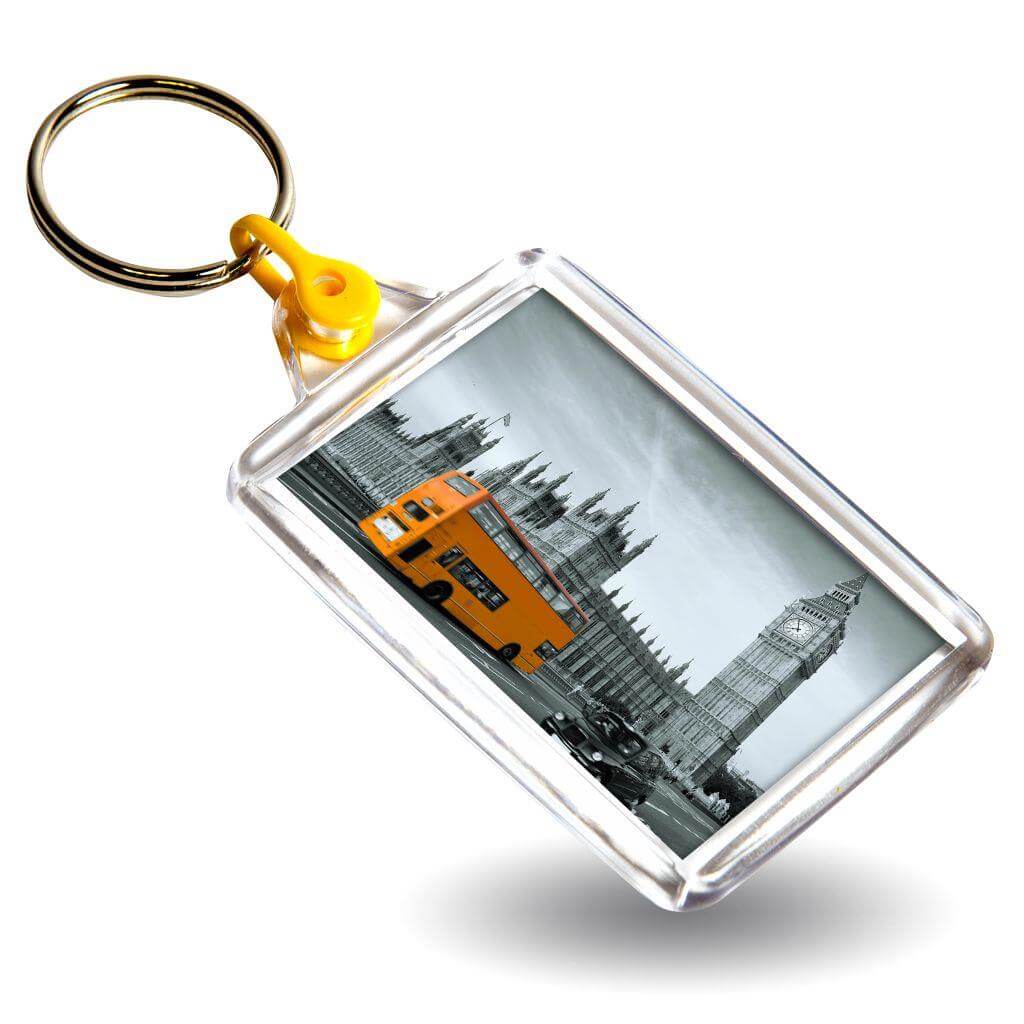 Buy C102 Rectangular Blank Plastic Photo Insert Keyring with Coloured Connector - 50 x 35mm - Pack of 50 from £22.00 Online