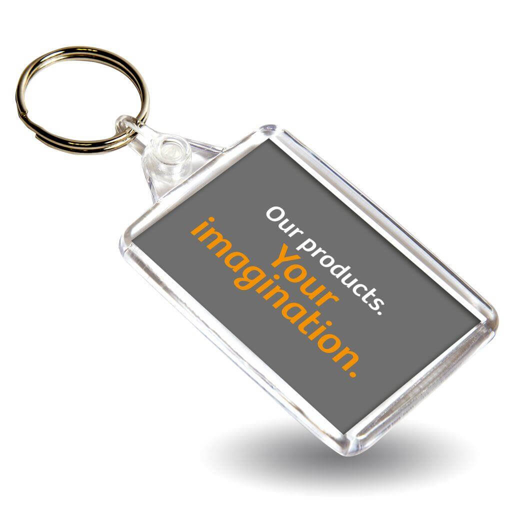 Buy C102 Rectangular Blank Plastic Photo Insert Keyring with Clear Connector - 50 x 35mm - Pack of 50 from £22.00 Online