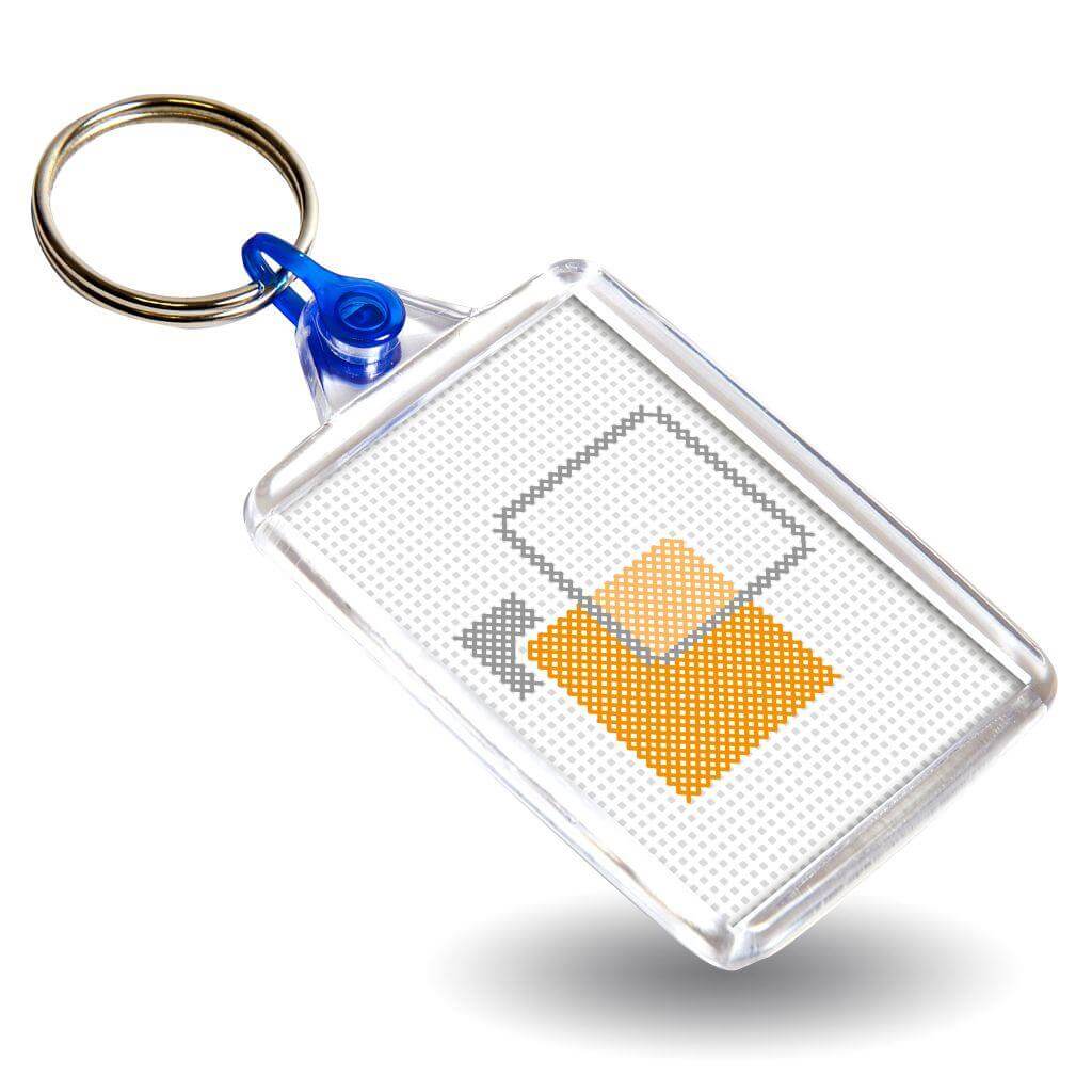 Buy C102-CS Rectangular Blank Plastic Cross Stitch Insert Keyring with Coloured Connector - 50 x 35mm - Pack of 50 from £24.00 Online