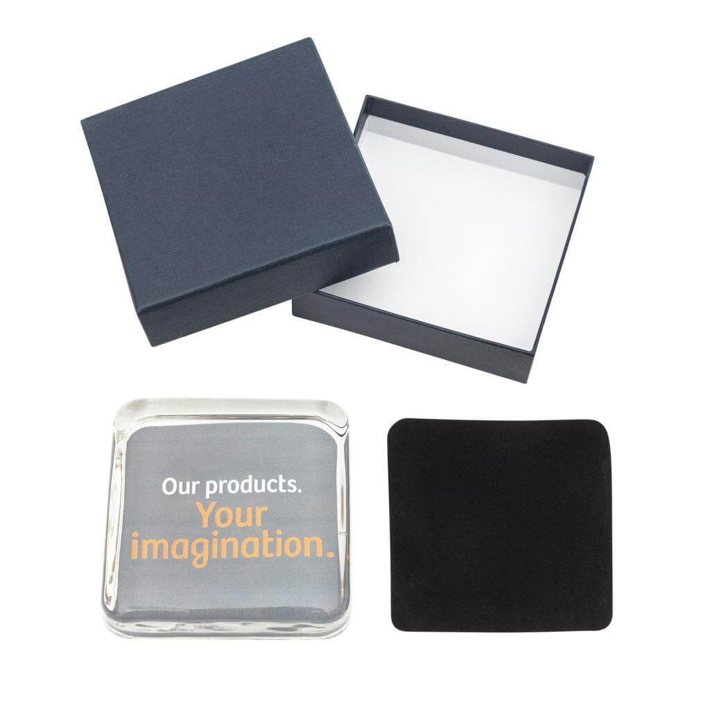 Buy Square 90 x 90mm Diameter Glass Paperweight Kit - Insert Size 75 x 75mm - Pack of 6 from £42.42 Online