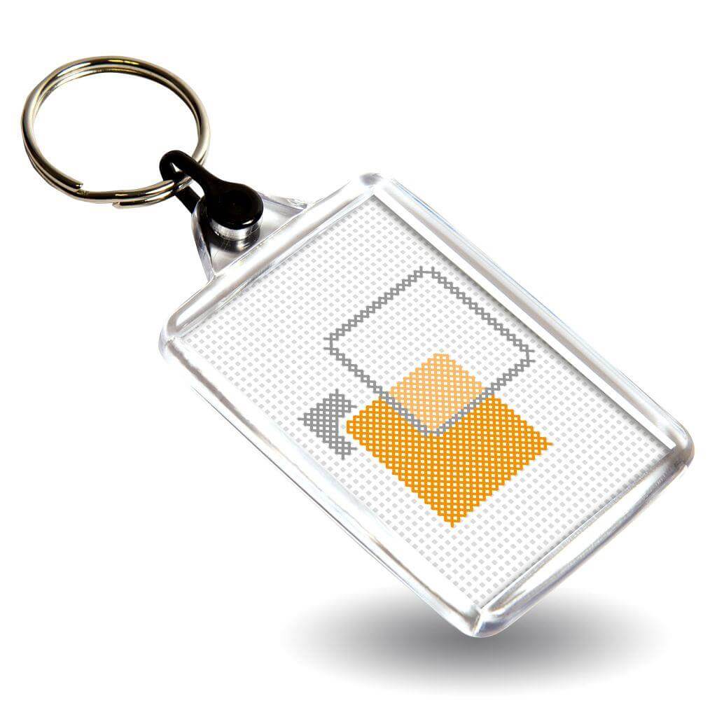 Buy C102-CS Rectangular Blank Plastic Cross Stitch Insert Keyring with Coloured Connector - 50 x 35mm - Pack of 50 from £24.00 Online