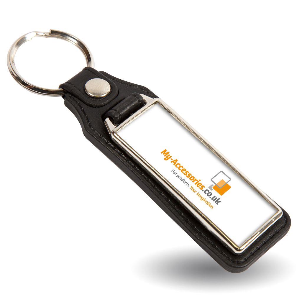 Buy MD18 Rectangular Blank Medallion PU Leather Photo Insert Keyring - 50 x 18mm - Pack of 10 from £13.40 Online