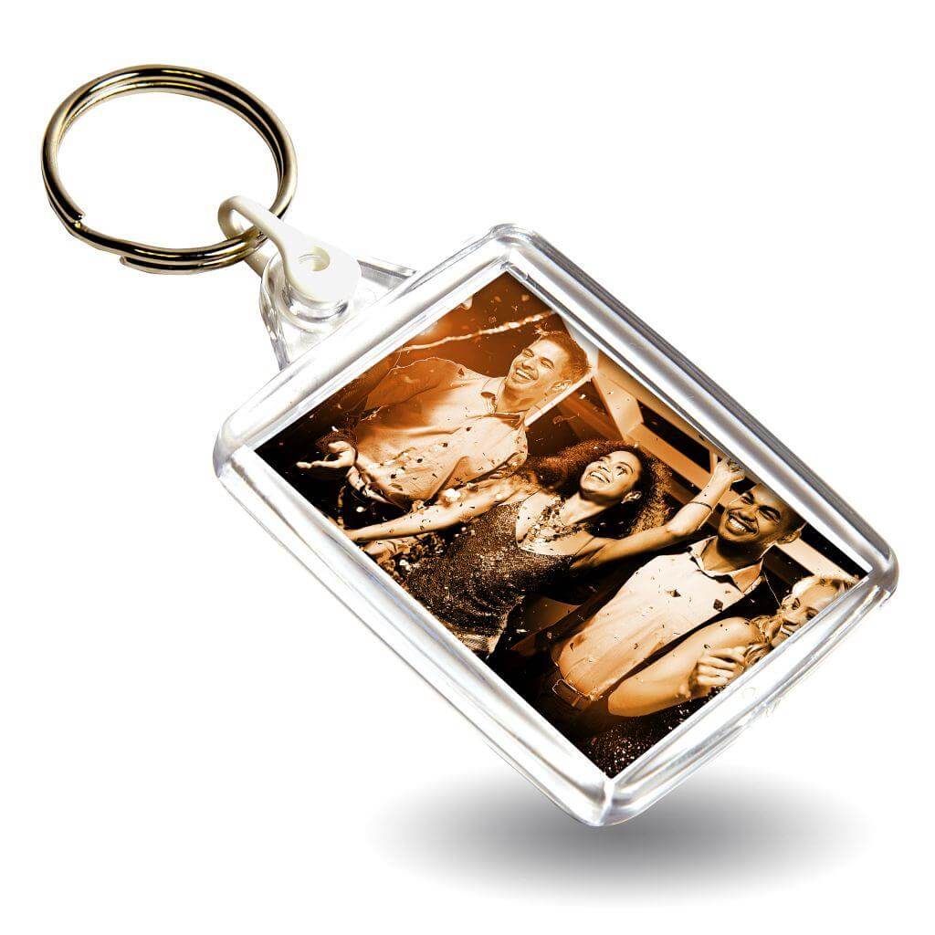 Buy A502 Rectangular Blank Plastic Photo Insert Keyring with Coloured Connector - 45 x 35mm - Pack of 50 from £19.01 Online