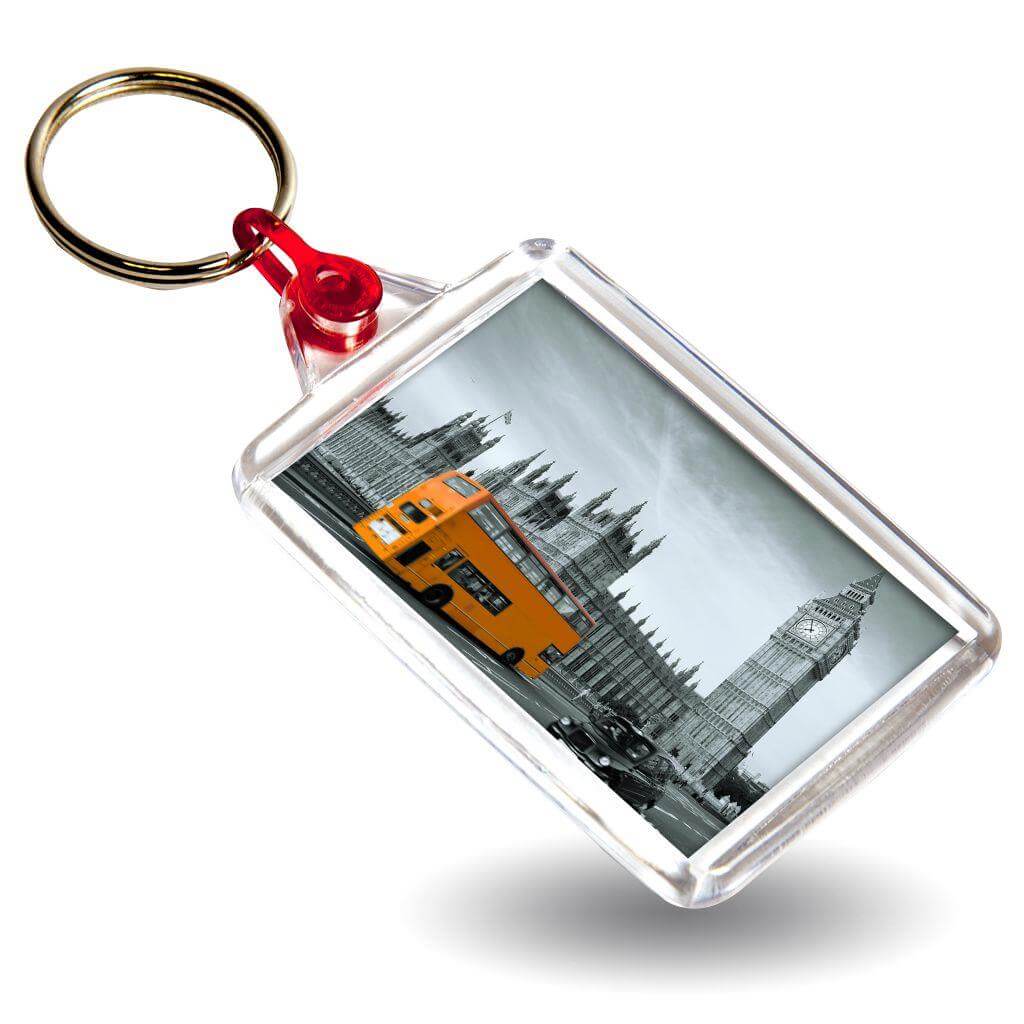 Buy C102 Rectangular Blank Plastic Photo Insert Keyring with Coloured Connector - 50 x 35mm - Pack of 50 from £22.00 Online