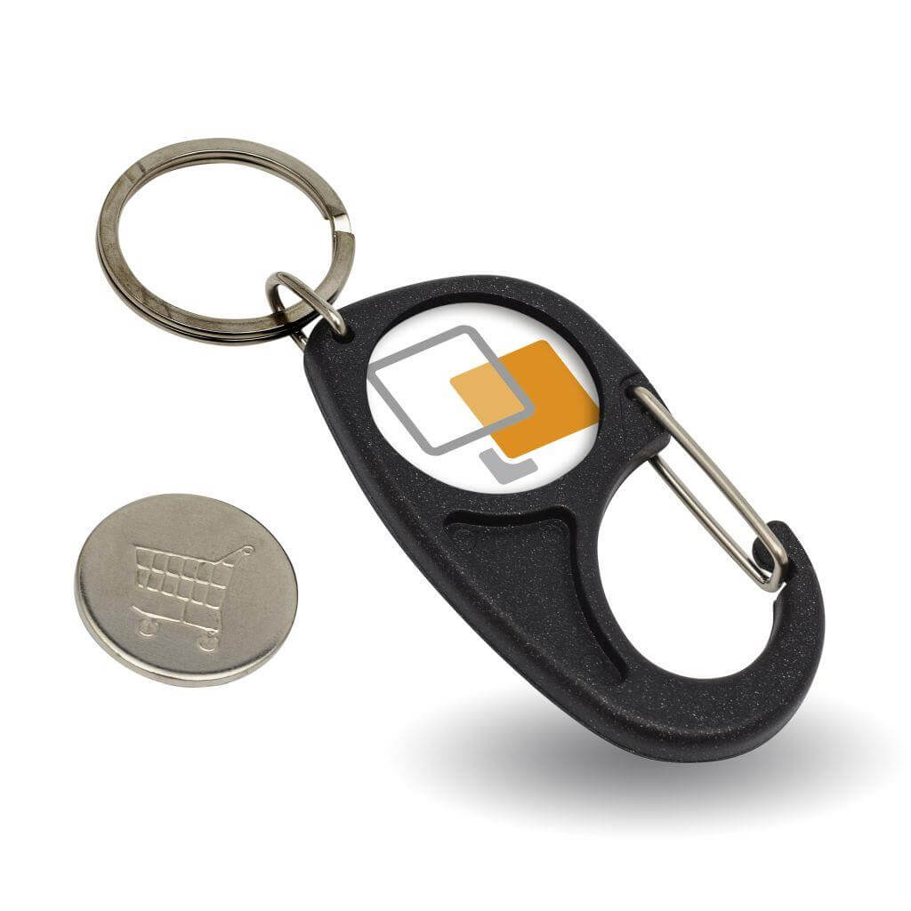 Buy Blank Plastic 25mm Insert Carabiner Trolley Coin Keyring - Pack of 10 from £13.30 Online