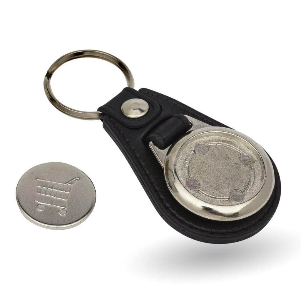 Buy Round Blank Medallion PU Leather Photo Insert Trolley Coin Keyring-25mm - Pack of 10 from £15.50 Online
